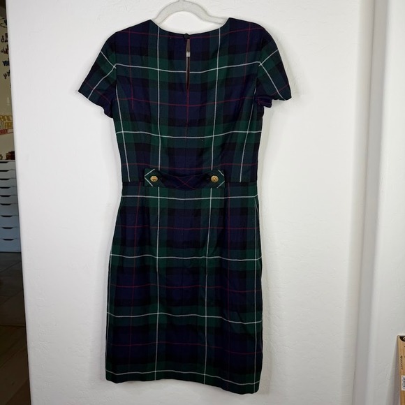 Brooks Brothers Womens Tartan Plaid Wool Sheath Dress Twee Acadamia Green Size 6 - Picture 7 of 13